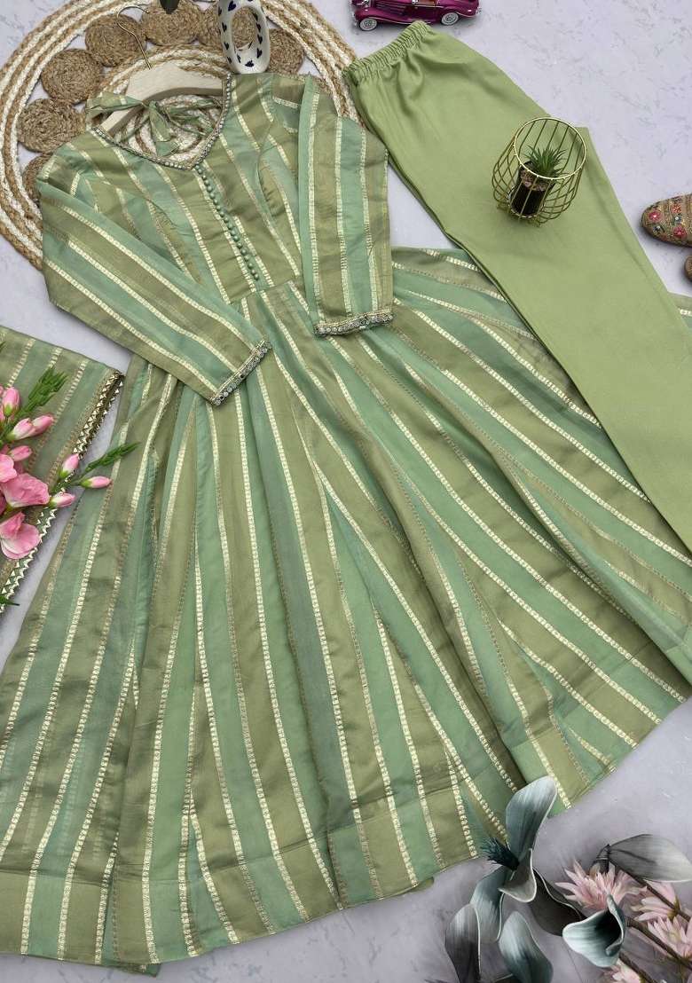 Pista Embroidery Viscose Gown Set - Indya