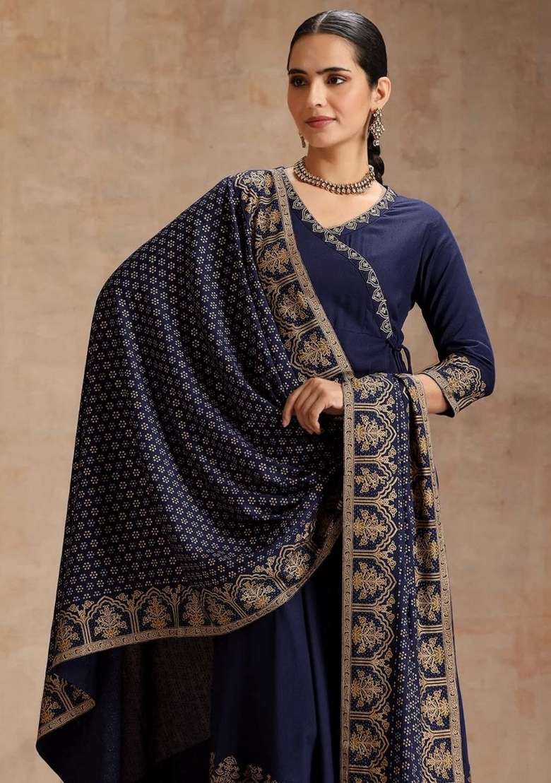 Blue Embroidery Rayon Kurta Set - Indya
