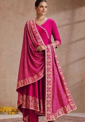Pink Embroidery Rayon Kurta Set