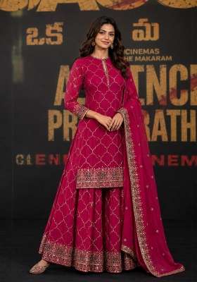 Pink Embroidery Silk Palazzo Set
