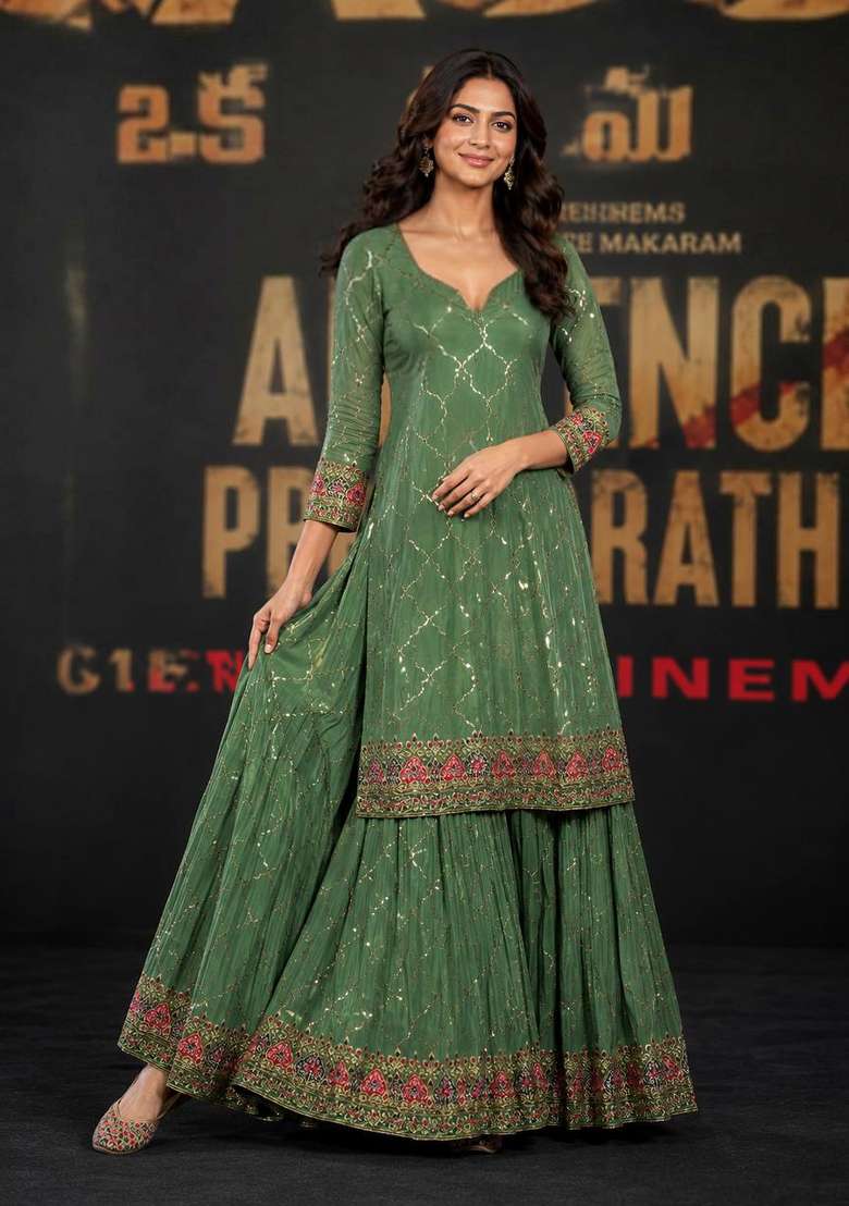 Pista Embroidery Silk Palazzo Set - Indya