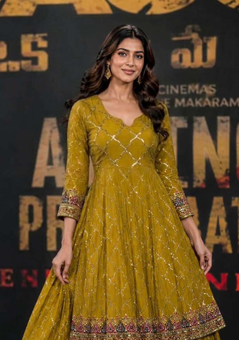 Yellow Embroidery Silk Palazzo Set - Indya
