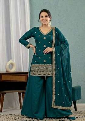 Rama Embroidery Silk Palazzo Set
