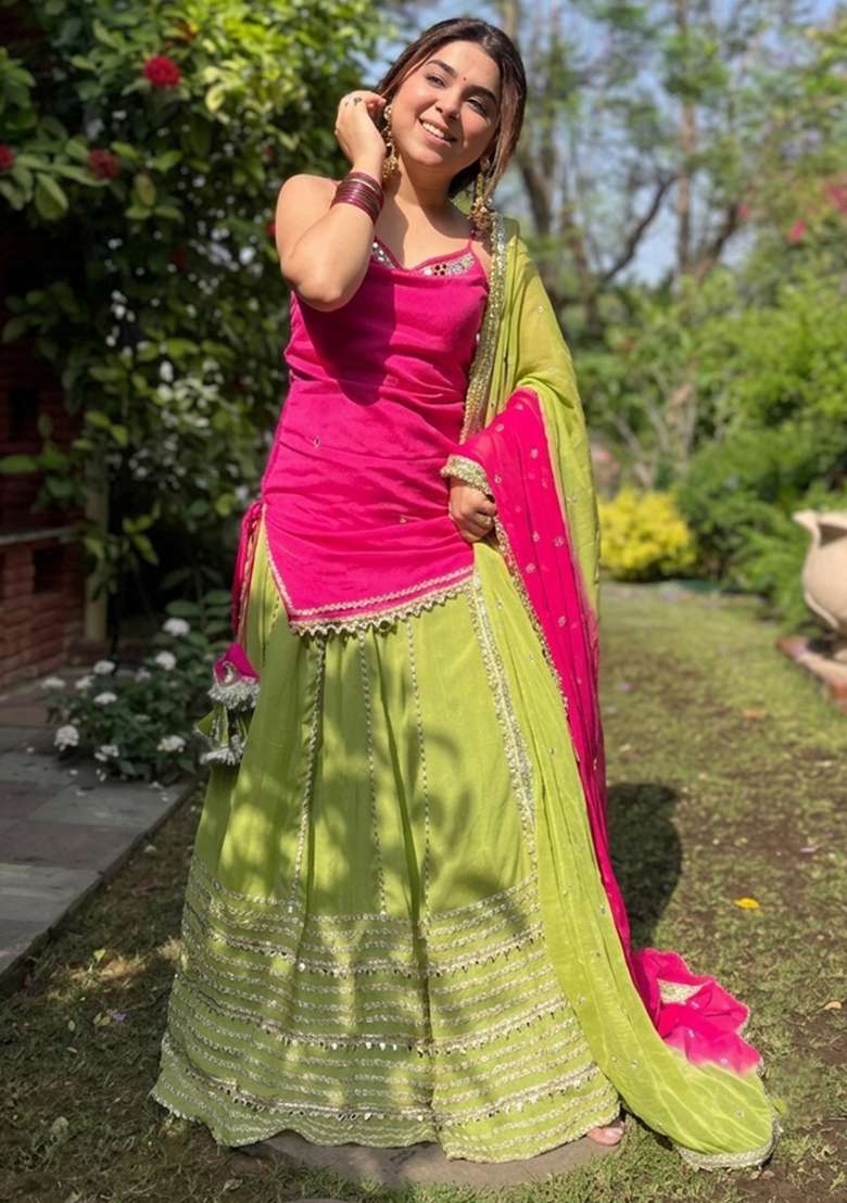 Rani Pink Embroidery Silk Kurta Set - Indya