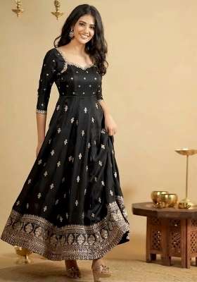Black Embroidery Cosmos Anarkali Set