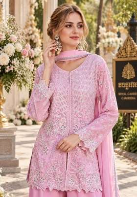 Pink Embroidery Georgette Kurta Set