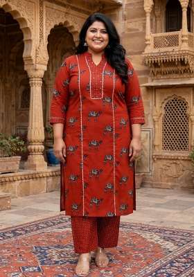 Rust Printed Cotton Palazzo Set