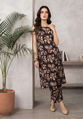 Black Printed Viscose Kurta Set