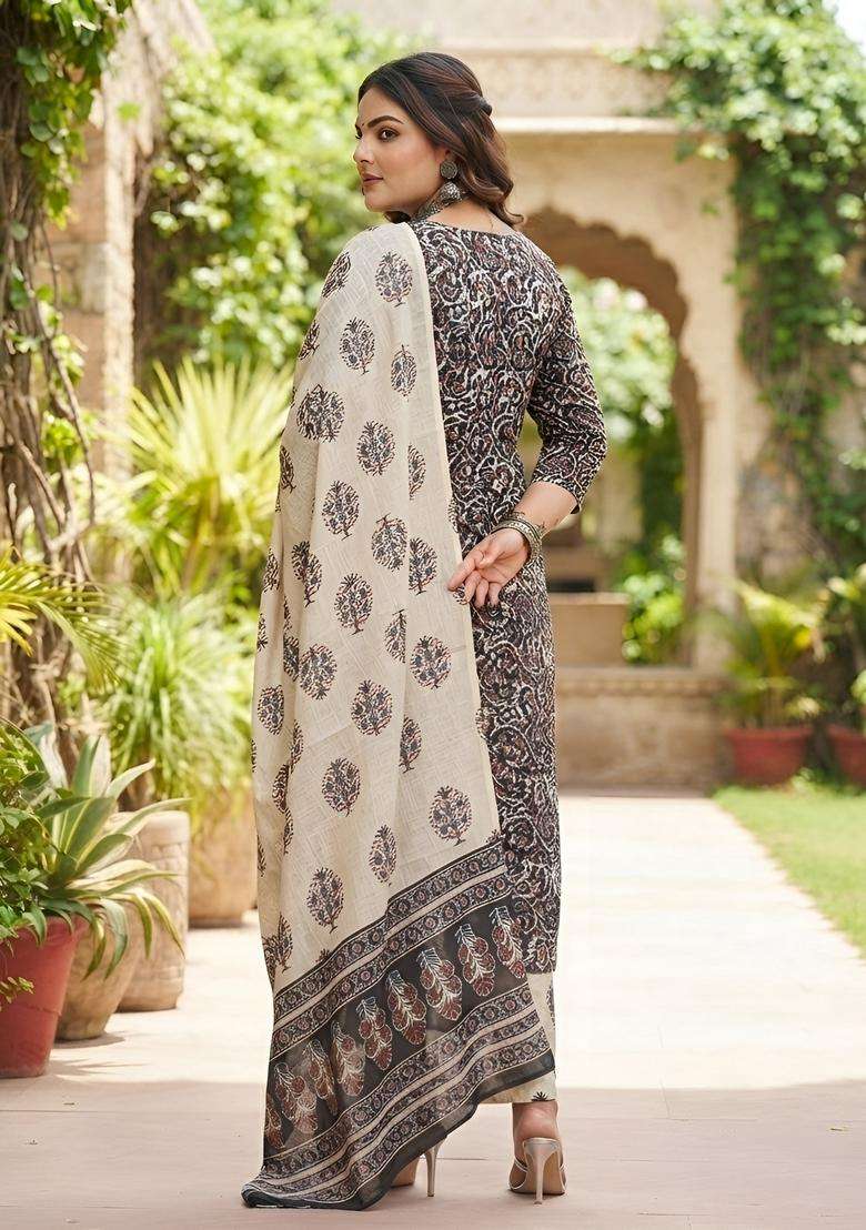 Multicolor Printed Cotton Kurta Set - Indya