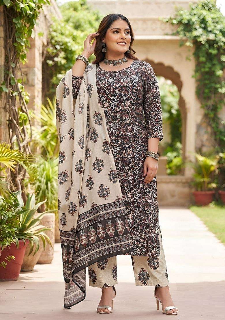 Multicolor Printed Cotton Kurta Set - Indya