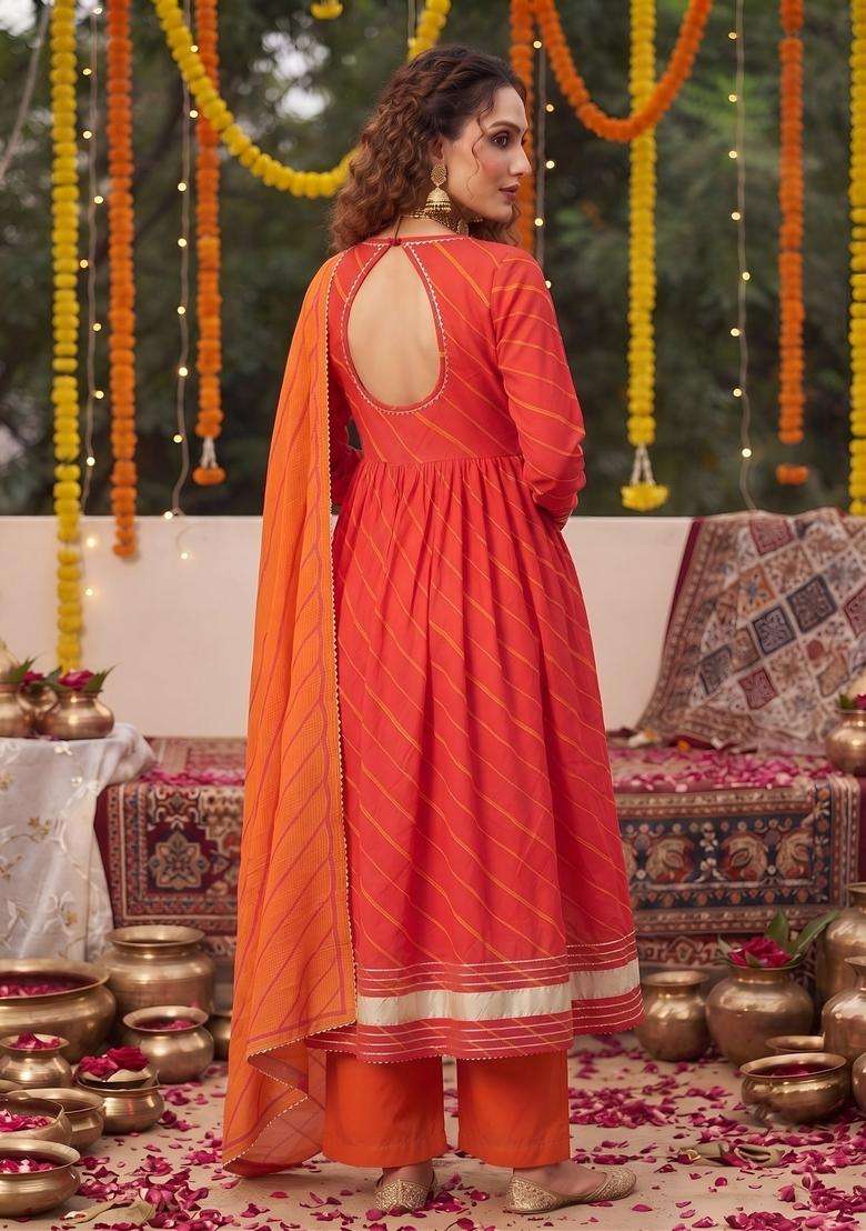 Pink Printed Cotton Kurta Set - Indya