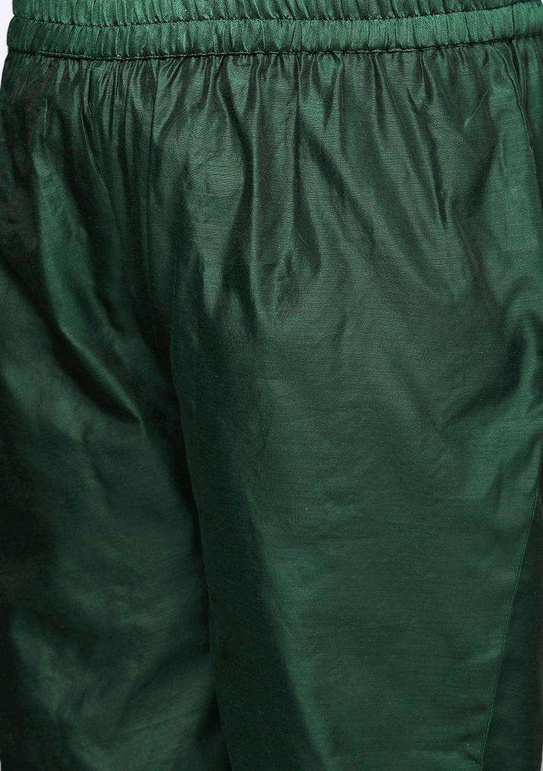 Green Embroidery Silk Palazzo Set - Indya