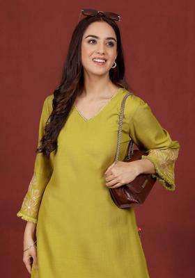 Yellow Printed Cotton Kurta Set