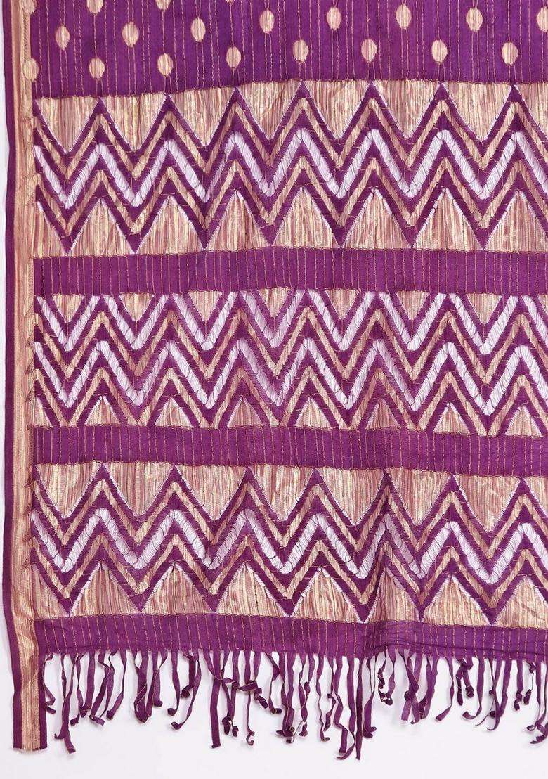 Purple Printed Cotton Kurta Set - Indya