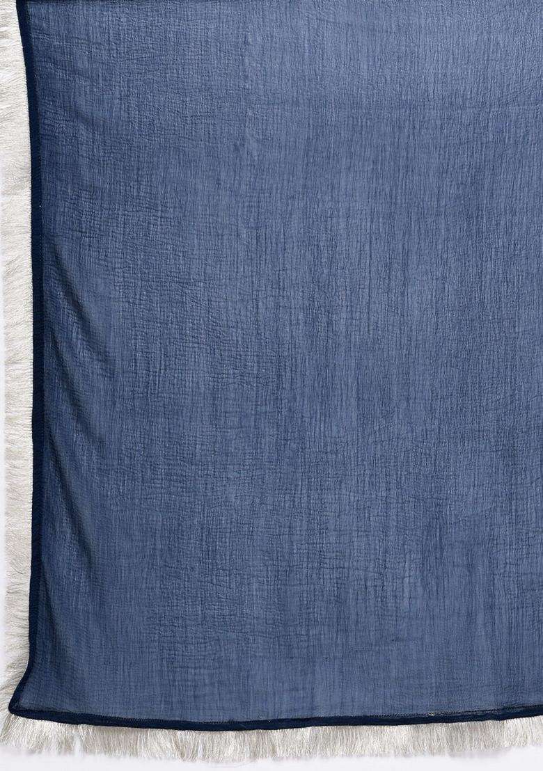 Navy Blue Embroidery Silk Kurta Set - Indya