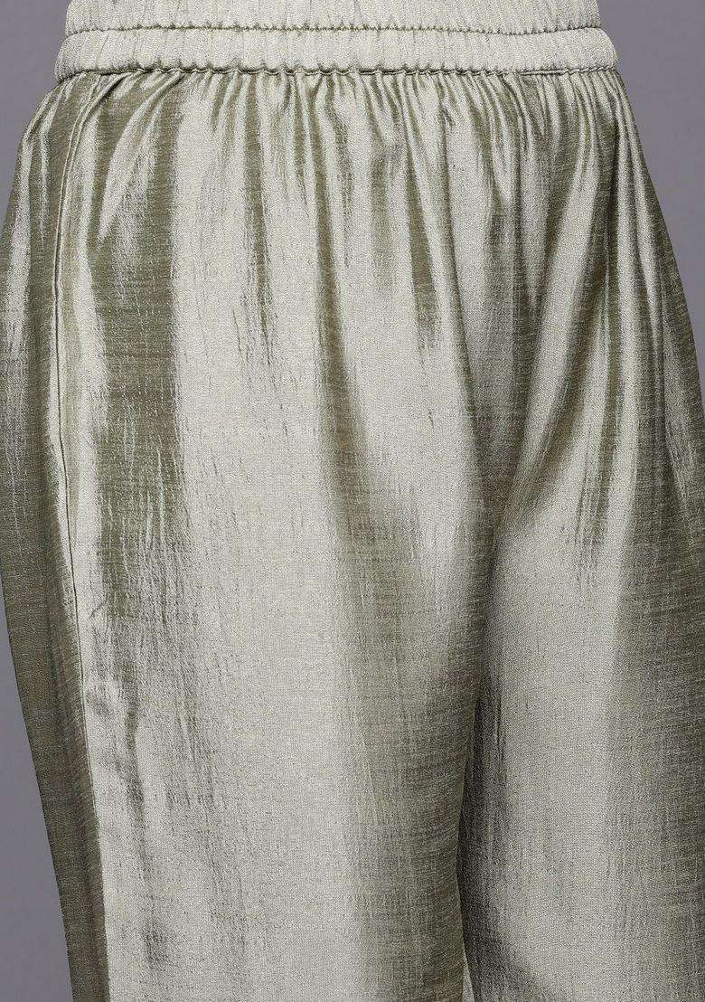Green Embroidery Silk Anarkali Set - Indya