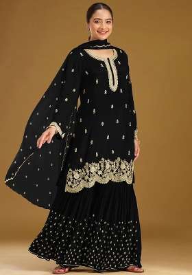 Black Embroidery Georgette Kurta Set