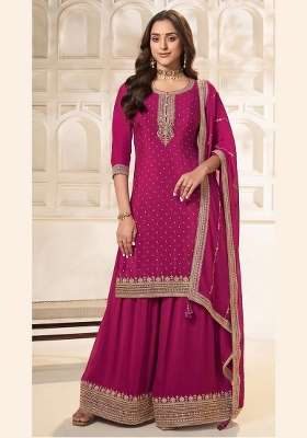 Pink Embroidery Silk Kurta Set