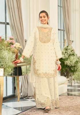 White Embroidery Chinon Kurta Set