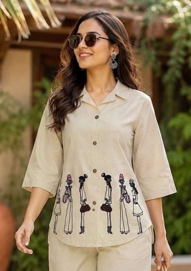 White Embroidery Cotton Kurta Set - Indya