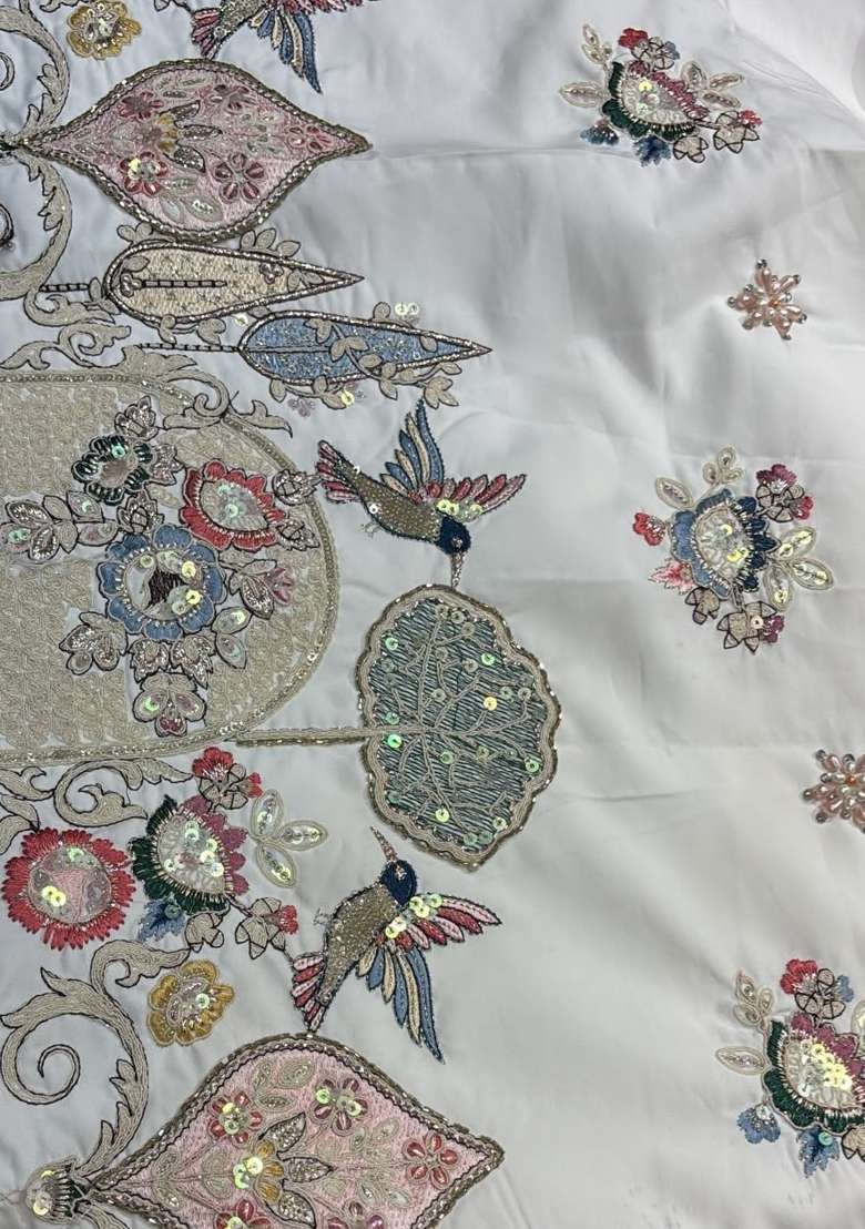 Cream Embroidery Armani Straight Kurta Set - Indya