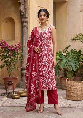 Pink Printed Cotton Kurta Set