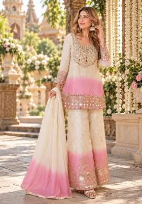 Pink Embroidery Georgette Kurta Set