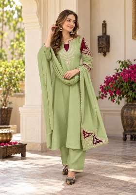 Light Green Embroidery Chanderi Kurta Set