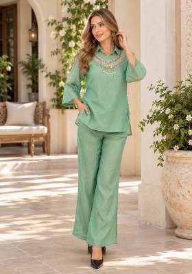 Sea Green Handmade Silk Kurta Set