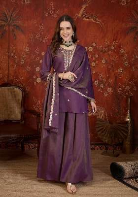 Violet Embroidery Roman Kurta Set