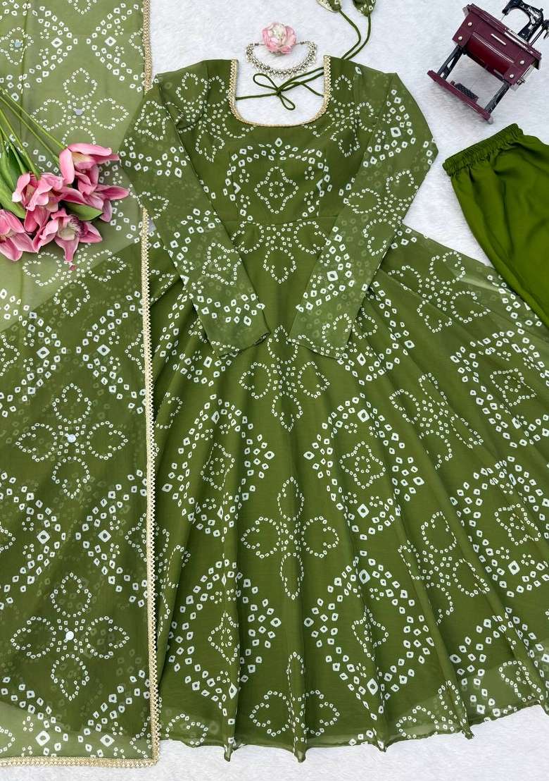 Green Embroidered Silk Kurta Set - Indya