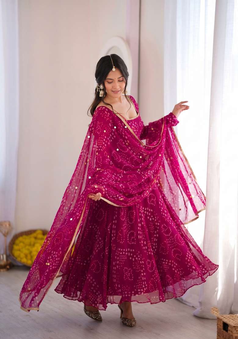 Rani Pink Embroidered Silk Kurta Set - Indya