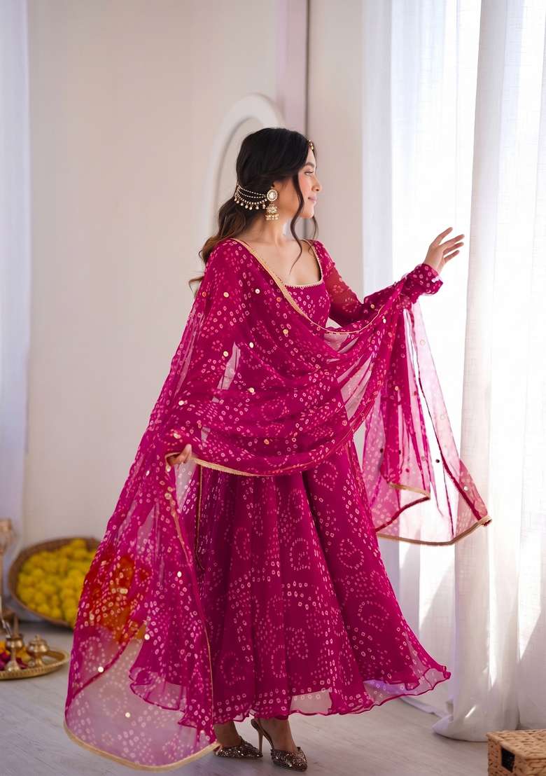 Rani Pink Embroidered Silk Kurta Set - Indya