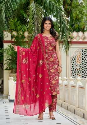 Pink Printed Cotton Kurta Set