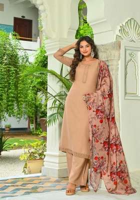 Beige Plain Cotton Kurta Set