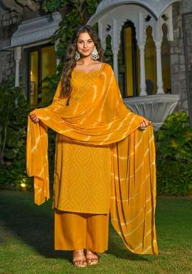 Yellow Printed Cotton Kurta Set
