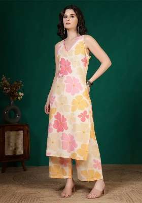 Multicolor Printed Cotton Kurta Set