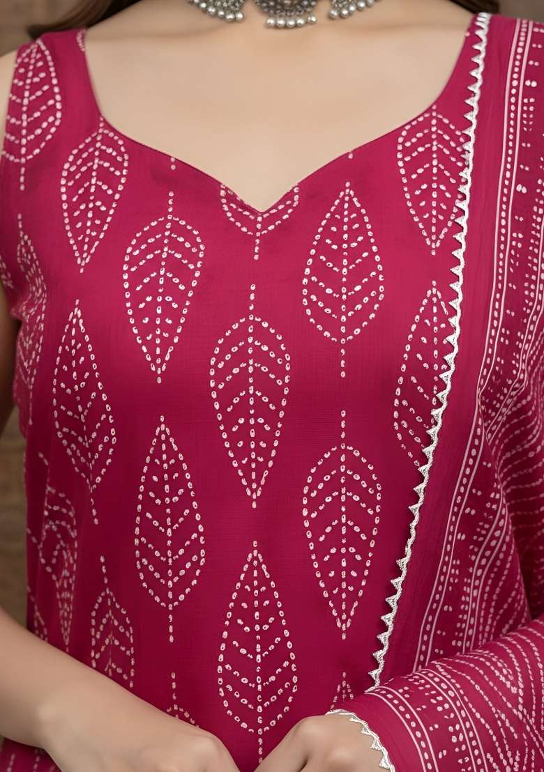 Pink Printed Cotton Kurta Set - Indya