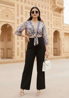 Multicolor Printed Silk Short Kurta