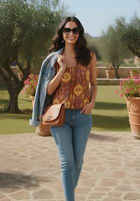 Multicolor Printed Cotton Short Kurta