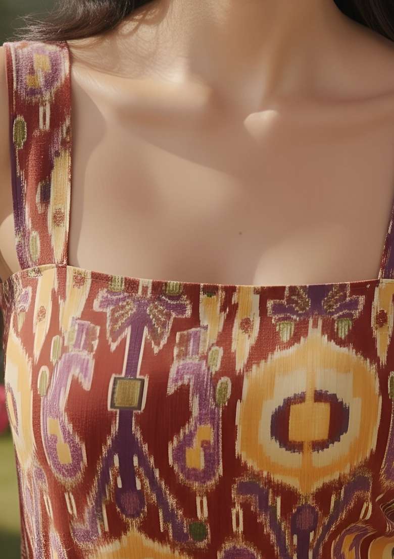 Multicolor Printed Cotton Short Kurta - Indya