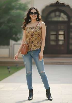 Multicolor Printed Cotton Short Kurta