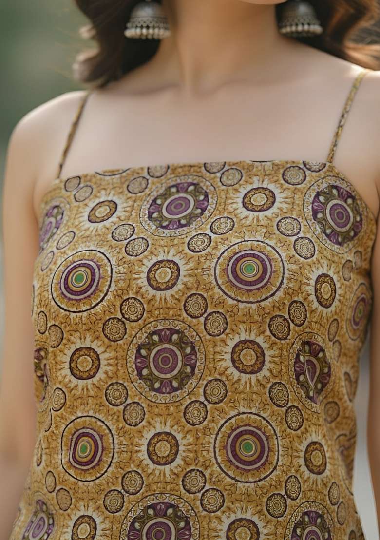 Multicolor Printed Cotton Short Kurta - Indya