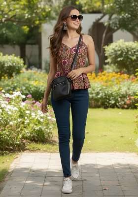 Multicolor Printed Cotton Short Kurta