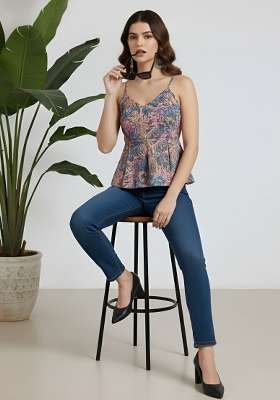Multicolor Printed Cotton Short Kurta