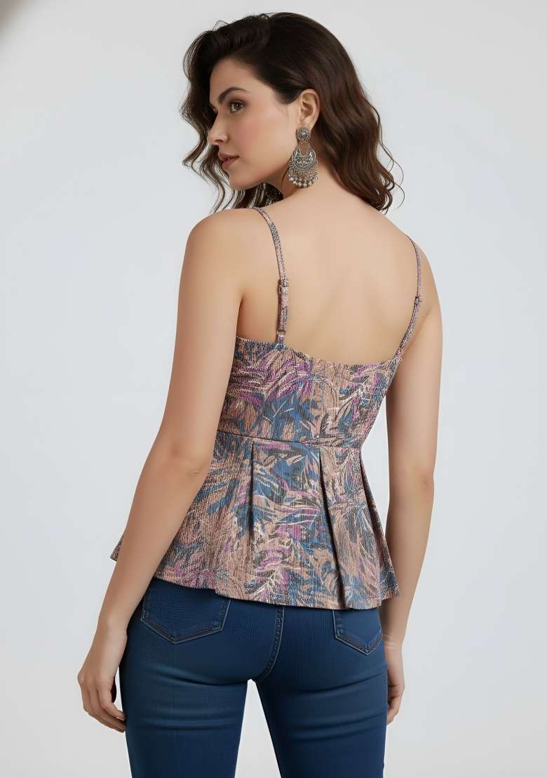 Multicolor Printed Cotton Short Kurta - Indya