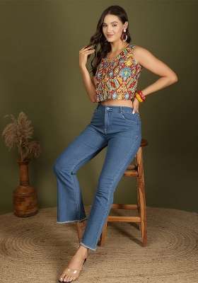 Multicolor Printed Cotton Short Kurta