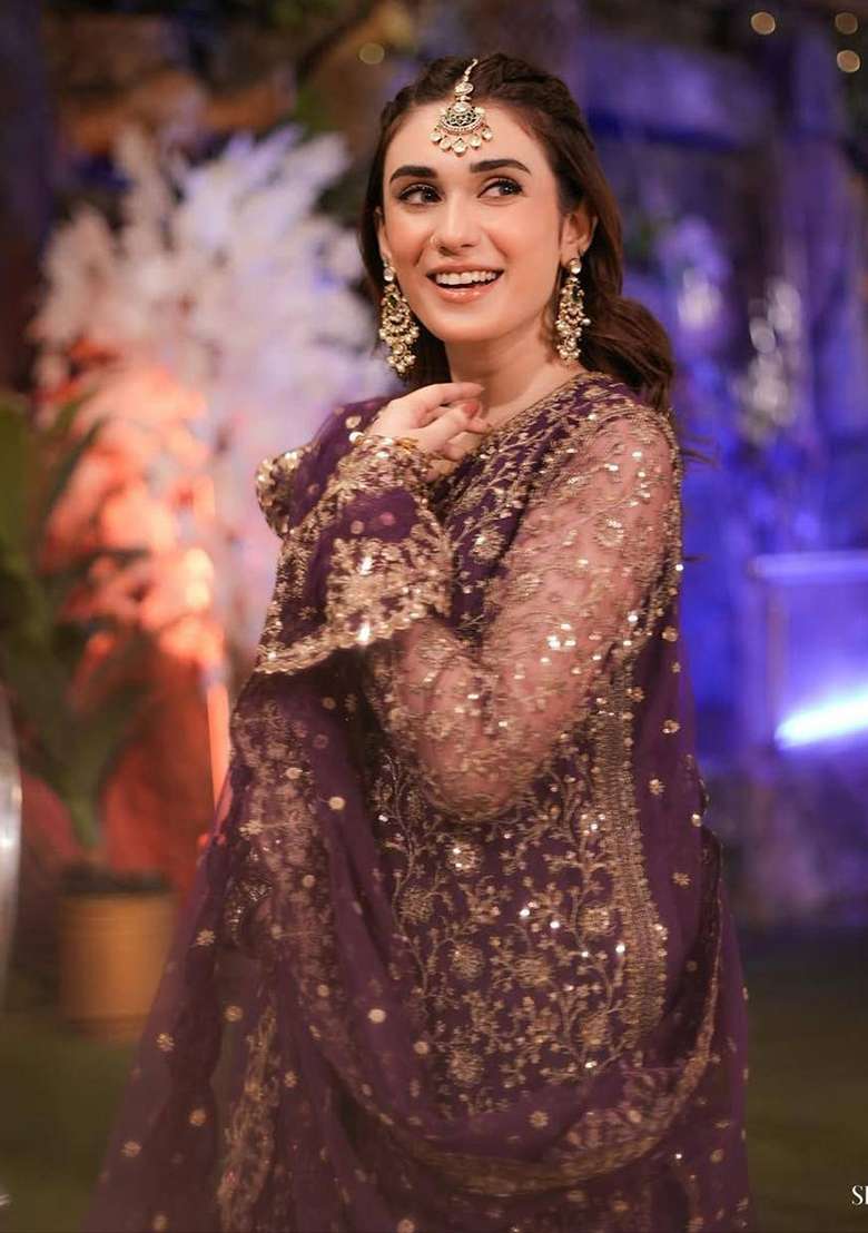 Purple Embroidery Chinon Palazzo Set - Indya
