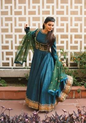Rama Embroidery Vichitra Gown Set