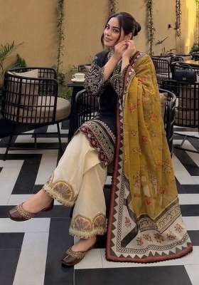 Black Embroidery Roman Palazzo Set